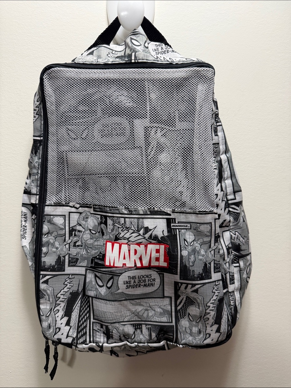 Marvel Black & White Spider-Man Comic Shoebag with Red Logo 12x9x4.5